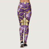 Leggings Fleuris Japonais Violet Or (Dos)