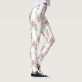 Leggings Fleuris Rose Pâle Chic Décontracté (Droite)