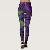 Leggings Fleuron vert violet Art Abstrait fractal moderne (Dos)