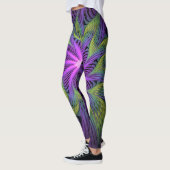 Leggings Fleuron vert violet Art Abstrait fractal moderne (Gauche)
