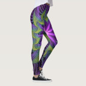 Leggings Fleuron vert violet Art Abstrait fractal moderne (Droite)