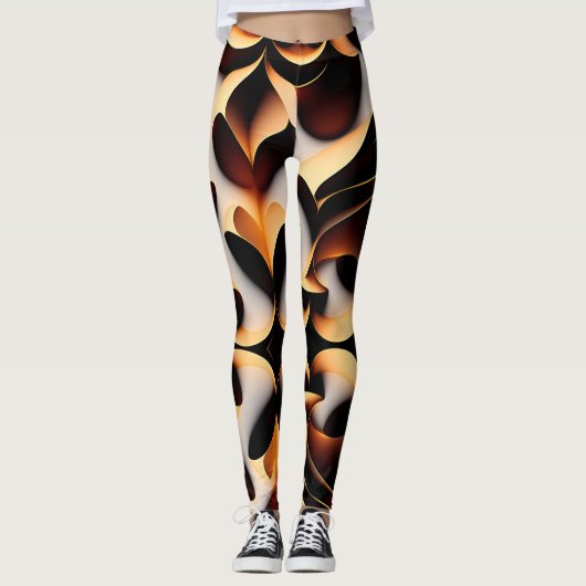 Leggings Fleurs 3D paramétriques Or Motif de mosaïque moder (Devant)