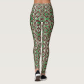 Leggings Fleurs à motifs gris, rouge et vert (Dos)