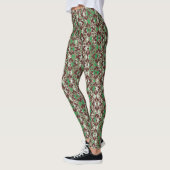 Leggings Fleurs à motifs gris, rouge et vert (Gauche)