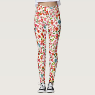 Leggings Fleurs à petite échelle, style calico sans couture