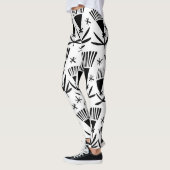 Leggings Fleurs Abstraites en noir blanc : Motif élégant (Gauche)