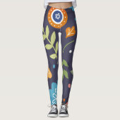 Leggings fleurs Abstraites et feuillage (Devant)