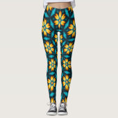 Leggings Fleurs Abstraites jaunes (Devant)