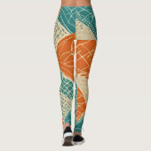 Leggings Fleurs abstraites sarcelle, orange et beige (Dos)