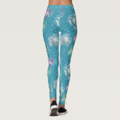 Leggings Fleurs Abstraites sur de beaux tons bleu clair (Dos)