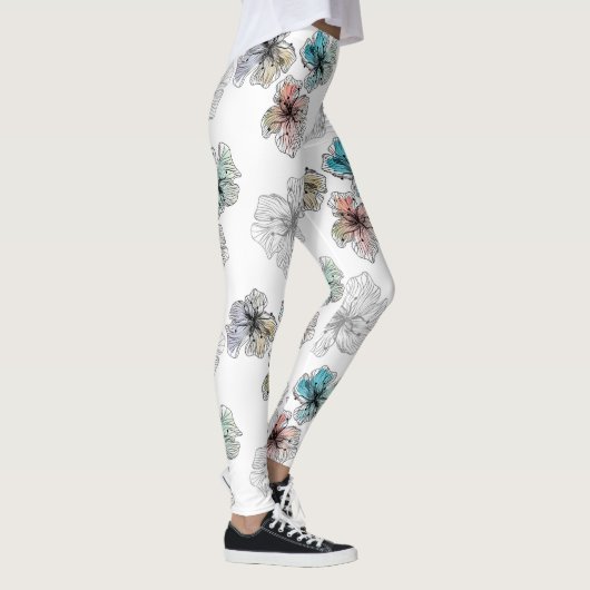 Leggings Fleurs alignées sans couture abstrait PA moderne (Droite)
