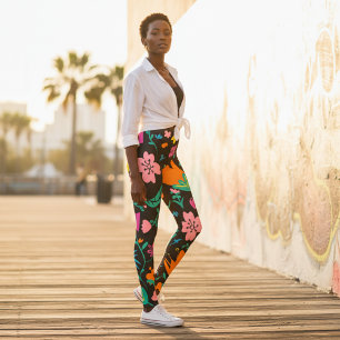 Leggings Fleurs aquarelles colorées Motif floral