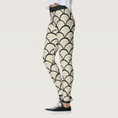 Leggings Fleurs Art déco beige et noire motif (Gauche)