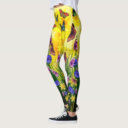 Leggings Fleurs au printemps papillon (Gauche)