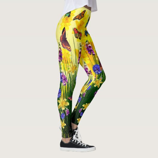 Leggings Fleurs au printemps papillon (Droite)