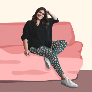 Leggings Fleurs Bell sur Motif arrière - plan vert foncé