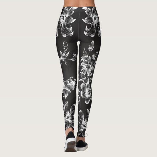 Leggings Fleurs blanches (Dos)