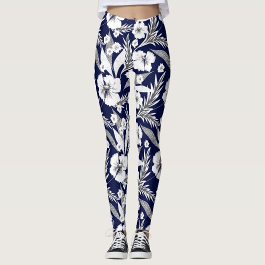 Leggings Fleurs blanches (Devant)