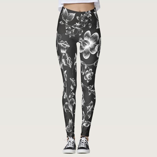 Leggings Fleurs blanches