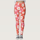 Leggings Fleurs blanches - champ orange (Devant)
