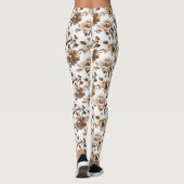 Leggings Fleurs blanches crème Brown (Dos)