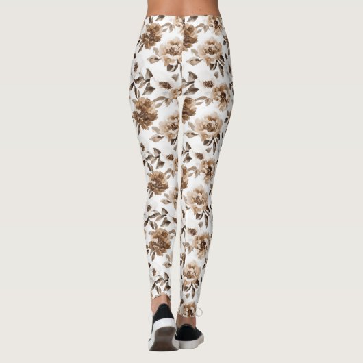 Leggings Fleurs blanches crème Brown (Dos)