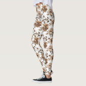 Leggings Fleurs blanches crème Brown (Gauche)