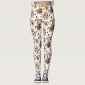 Leggings Fleurs blanches crème Brown (Devant)
