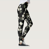 Leggings Fleurs blanches de Magnolia sur pattes noires (Droite)