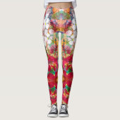 Leggings Fleurs blanches en pot rose (Devant)