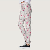 Leggings Fleurs blanches et roses délicates (Gauche)