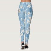 Leggings Fleurs blanches jolies bleu ciel (Dos)