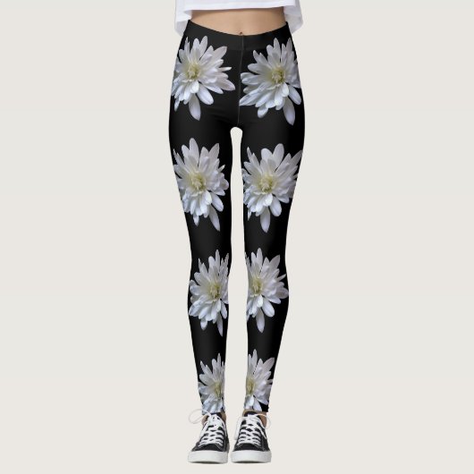 Leggings Fleurs blanches motifs de marguerite (Devant)