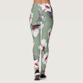 Leggings Fleurs blanches rouges sans joint : décoration ver (Dos)