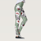 Leggings Fleurs blanches rouges sans joint : décoration ver (Droite)