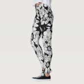 Leggings Fleurs blanches sur un arrière - plan noir (Gauche)