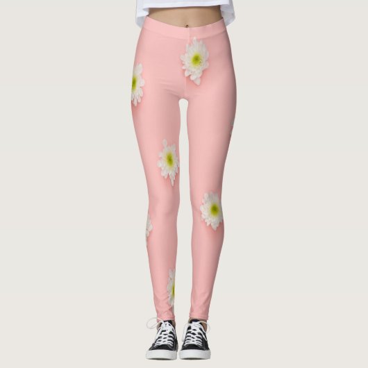 Leggings Fleurs blanches tendance (Devant)