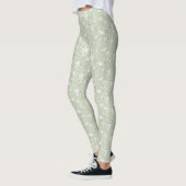 Leggings Fleurs blanches vertes romantiques (Gauche)