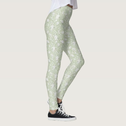 Leggings Fleurs blanches vertes romantiques (Droite)