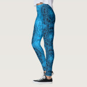 Leggings FLEURS BLEU DAHLIA Abstrait Floral (Gauche)