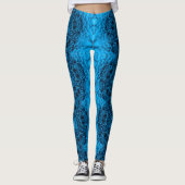 Leggings FLEURS BLEU DAHLIA Abstrait Floral (Devant)
