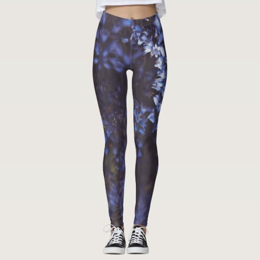 Leggings Fleurs bleu violet foncé (Devant)