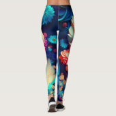 Leggings Fleurs bleues Arrière - plan-1 (Dos)