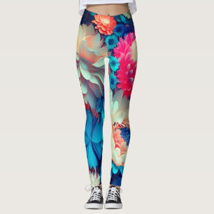 Leggings Fleurs bleues Arrière - plan-1