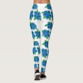 Leggings Fleurs Bleues Avec Bandes (Dos)