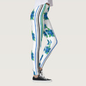 Leggings Fleurs Bleues Avec Bandes (Droite)