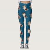 Leggings Fleurs bleues bordeaux Motif bleu océan (Devant)