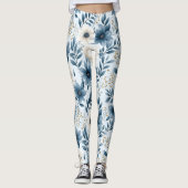 Leggings Fleurs bleues et beiges (Devant)
