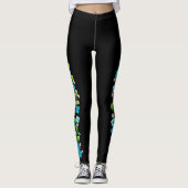 Leggings Fleurs bleues et blanches sur des guêtres de vigne (Devant)