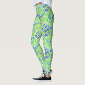 Leggings Fleurs Bleues Et Grass Motif D'Art Naturel (Gauche)